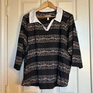 Isaac Mizrahi Black and White Striped Blouse